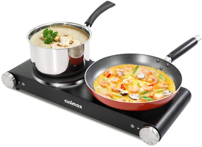 Photo 1 of ?Double Hot Plates, Cusimax 1800W Double Burner, Portable Electric Hot Plate for Cooking, Countertop Cooktop, Cast Iron Stove, Heating Plate, Compatible for All Cookwares, Upgraded Version
