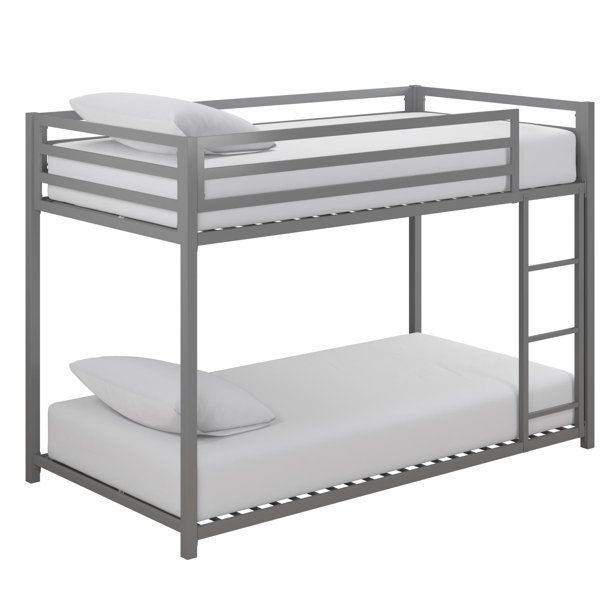 Photo 1 of Elm & Oak Miles Metal Twin/Twin Bunk Bed, Silver
