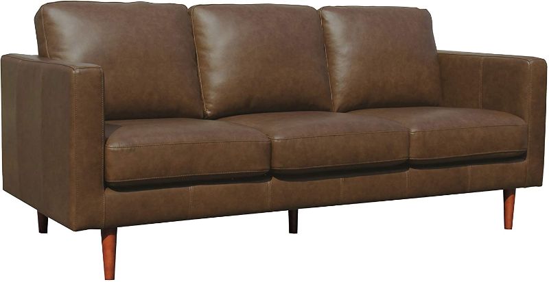 Photo 1 of Amazon Brand – Rivet Revolve Modern Leather Sofa Couch, 80"W, Chestnut
