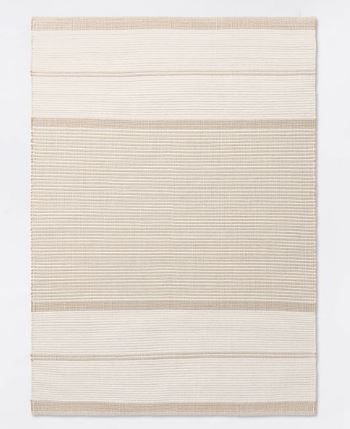 Photo 1 of 5'x7' Marina Striped Wool/Cotton Area Rug Cream - Threshold designed with Studio
