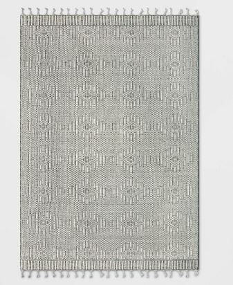 Photo 1 of 7' x 10' Diamond Outdoor Rug with Fringe Ivory/Gray - Threshold designed with St
