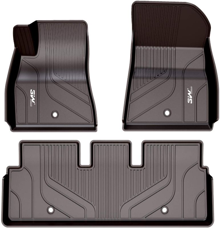 Photo 1 of 3W Floor Mats Compatible for Tesla Model 3 (2019-2022) TPE All Weather Custom Fit Floor Liner for Tesla Model 31st and 2nd Row Full Set Car Liners Black
