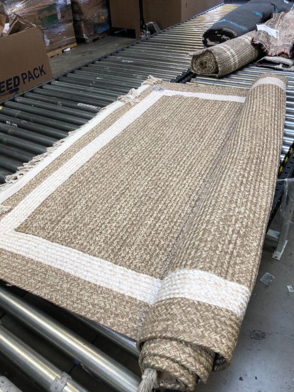 Photo 2 of 5' x 7'' Braided Outdoor Rug with Fringe Neutral/Ivory - Threshold designed with
