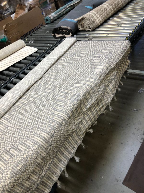 Photo 1 of 5' x 7' Diamond Outdoor Rug with Fringe Ivory/Gray - Threshold designed with Stu
