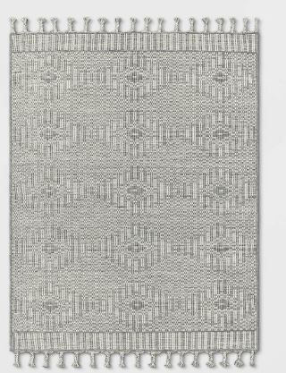 Photo 1 of 5' x 7' Diamond Outdoor Rug with Fringe Ivory/Gray - Threshold designed with Stu
