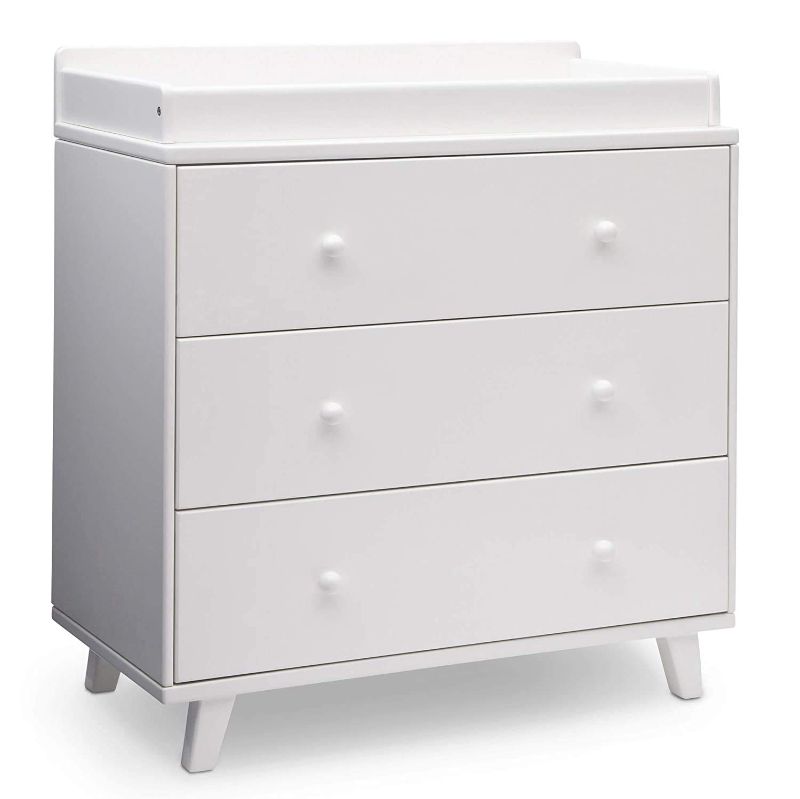 Photo 1 of Delta Children Ava 3 Drawer Dresser with Changing Top, White , 36.5x26.5x38.5 Inch (Pack of 1)
