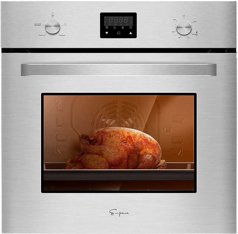 Photo 6 of Empava 24" Single Gas Wall Oven Bake Broil Rotisserie Functions with Digital Timer and Convection Fan in Stainless Steel
