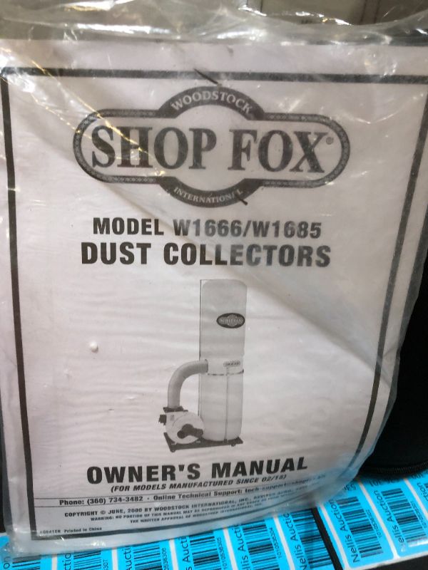 Photo 7 of Shop Fox W1666 2 HP 1550 CFM Dust Collector
