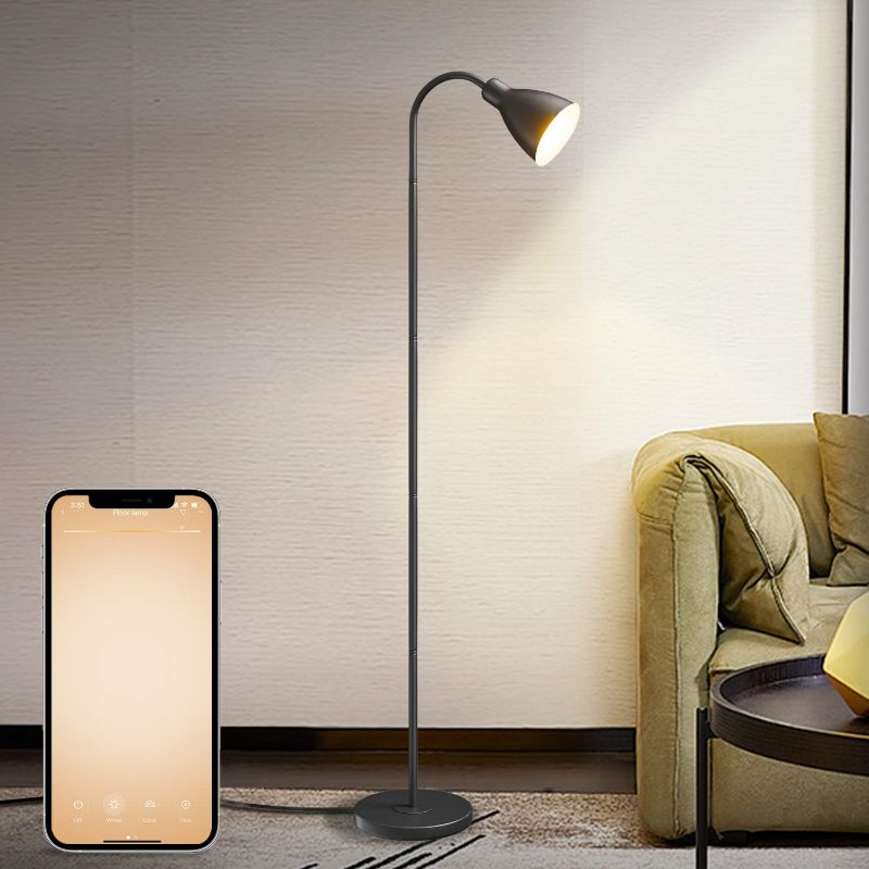 Photo 1 of YEELIGHT FLOOR LAMP YEELIGHT LED Floor Lamp, Modern Floor Lamp with Smart RGBW Bulb, Supports HomeKit, Alexa, Google, Adjustable Gooseneck, 800LM Super Bright Dimmable Floor Lamp for Bedroom, Living Room, Office - Black
