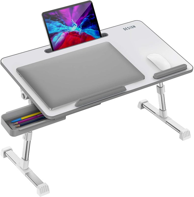 Photo 1 of Besign LT06 Pro Adjustable Latop Table [Large Size], Portable Standing Bed Desk, Foldable Sofa Breakfast Tray, Notebook Computer Stand for Reading and Writing (White)
