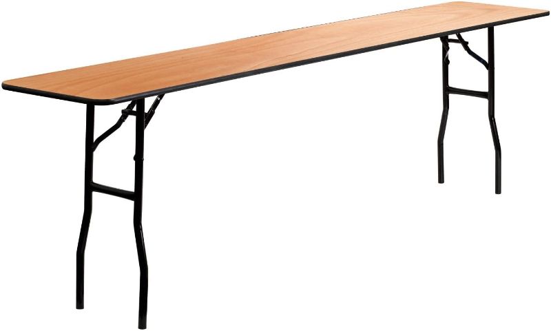 Photo 1 of Flash Furniture 8-Foot Rectangular Wood Folding Training / Seminar Table with Smooth Clear Coated Finished Top
