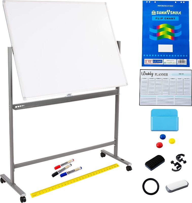 Photo 1 of SUNCLOUS Mobile Whiteboard - 48"x36"x51" - Dry Erase White Board for Office, Classroom, Gym, Lab - Magnetic & Smooth Double Sided Writing Space - Portable with Lockable & Rolling Wheels - 10.3kg

