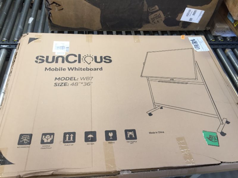 Photo 2 of SUNCLOUS Mobile Whiteboard - 48"x36"x51" - Dry Erase White Board for Office, Classroom, Gym, Lab - Magnetic & Smooth Double Sided Writing Space - Portable with Lockable & Rolling Wheels - 10.3kg
