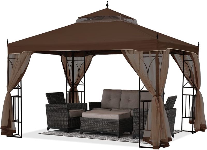 Photo 1 of 10'x10' Gazebo for Patios, Double Roof Gazebo with Netting for Patio Garden Lawn by ABCCANOPY
