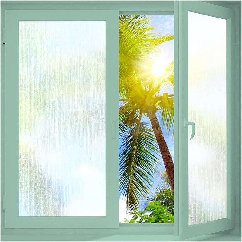 Photo 1 of Coavas Window Privacy Film Frosted Glass Sun Blocking Window Covering Removable Decoration Non Adhesive Static Cling Bathroom Door Opaque Vinyl Rain Silk Window Sticker(35.4 x118.1inch, Sliver)
