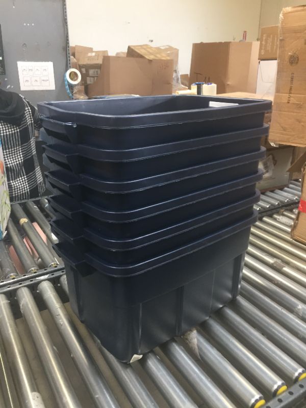 Photo 1 of 6 Rubbermaid 53 L (14 Gal.) Roughneck Tote- Blue Blue 53

