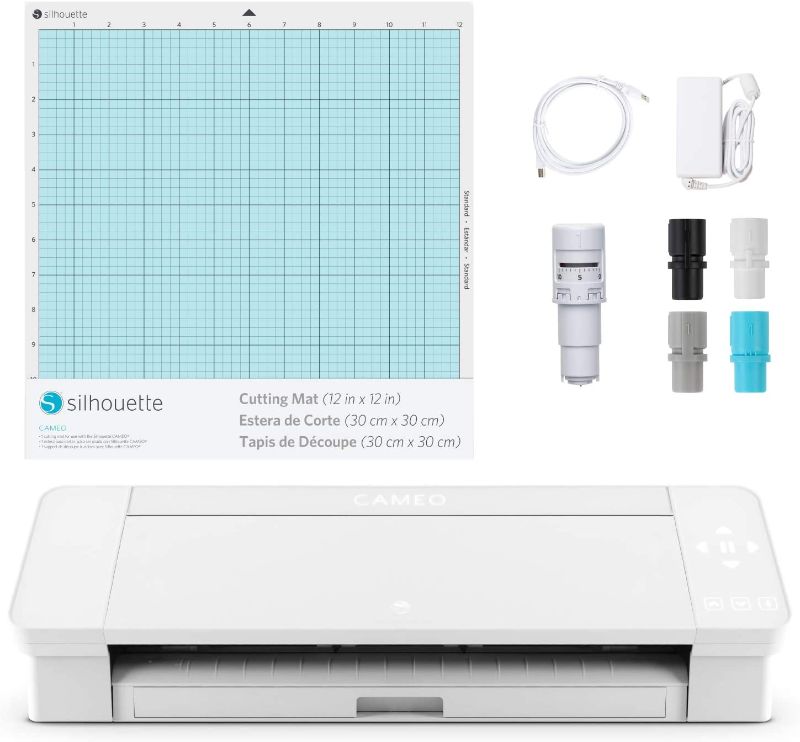 Photo 1 of Silhouette Cameo 4 with Bluetooth, 12x12 Cutting Mat, Autoblade 2, 100 Designs and Silhouette Studio Software - White Edition
