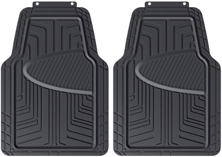Photo 1 of Amazon Basics 2-Piece Premium Rubber Floor Mat for Cars, SUVs and Trucks, All Weather Protection, Universal Trim to Fit?Black
