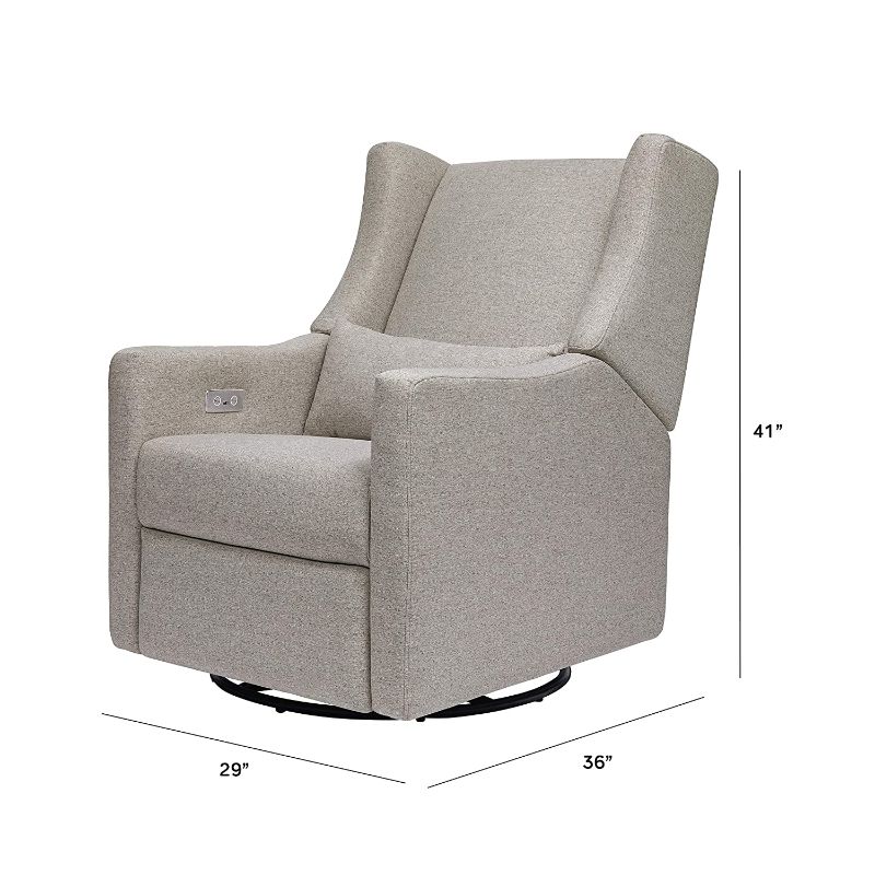 Photo 1 of Babyletto Kiwi Electronic Power Recliner and Swivel Glider with USB Port in Performance Grey Eco-Weave, Water Repellent & Stain Resistant, Greenguard Gold and CertiPUR-US Certified
