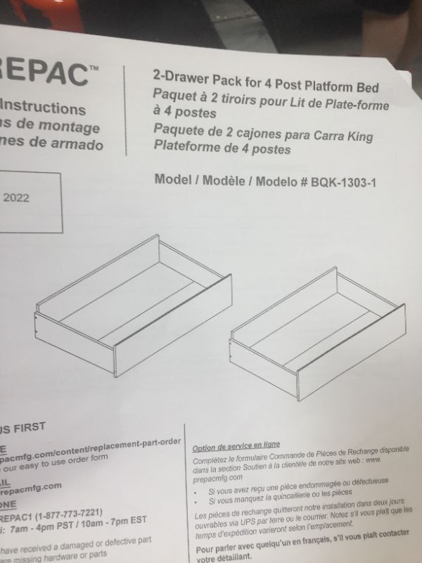 Photo 1 of 2 drawer pack for 4 post platform bed 
