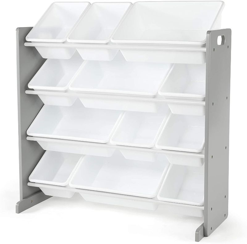 Photo 1 of Humble Crew, Grey/White Kids Toy Organizer with 12 Storage Bins, Toddler
