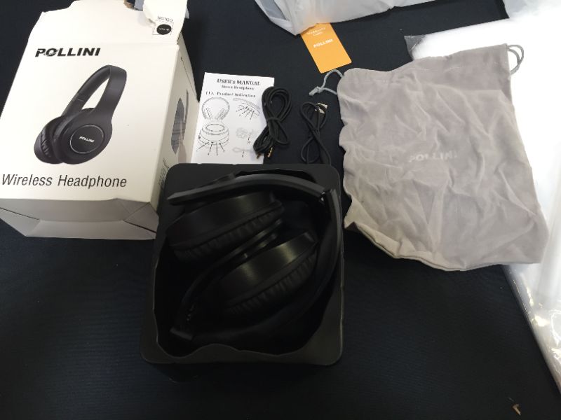 Photo 2 of Bluetooth Headphones Wireless, pollini 40H Playtime Foldable Over Ear Headphones with Microphone, Deep Bass Stereo Headset with Soft Memory-Protein Earmuffs for iPhone/Android Cell Phone/PC (Black)
