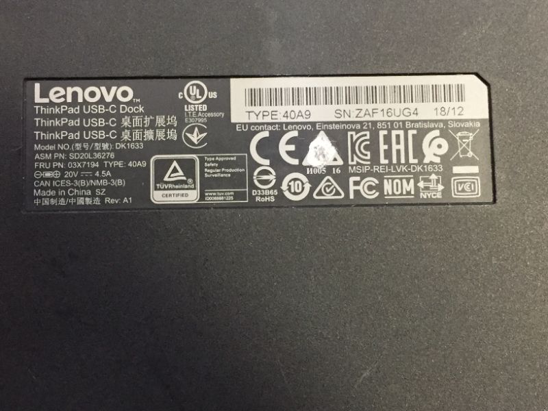 Photo 3 of Lenovo ThinkPad USB-C UltraDock With 90W 2 Prong AC Adapter (40A90090US, USA Retail Packaged)
