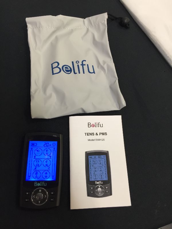 Photo 2 of Belifu Dual Channel TENS EMS Unit 24 Modes Muscle Stimulator for Pain Relief Therapy, Electronic Pulse Massager Muscle Massager with 10 Pads, Dust-Proof Drawstring Storage Bag?Fastening Cable Ties…
