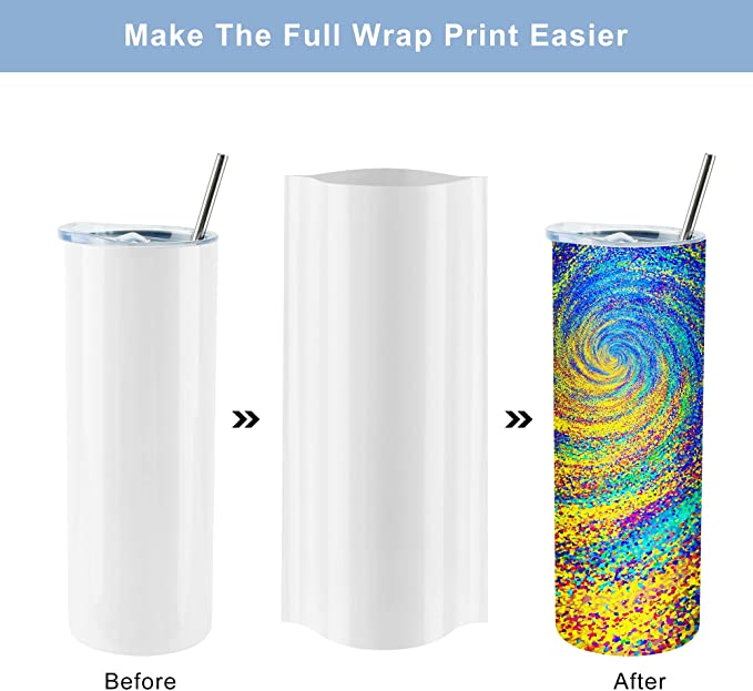 Photo 2 of 8 Pack Sublimation Tumblers bulk 20 oz Skinny,Stainless Steel Double Wall Insulated Straight Sublimation Tumbler Cups Blank White with Lid, Straw, Individually Boxed,Polymer Coating for Heat Transfer