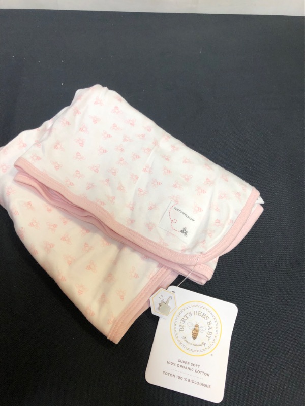 Photo 2 of Burt's Bees Baby - Set of 2 Bee Essentials 1 Ply Blankets, 100% Organic Cotton ( 1 Honeybee Print, Blossom) , 29x29 Inch OPENED BUT NOT USED 
