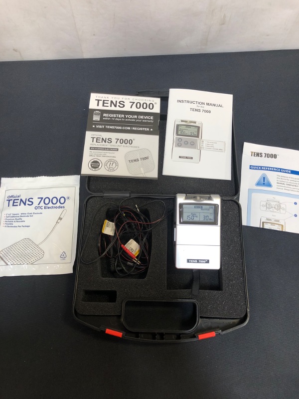 Photo 3 of TENS 7000 Digital TENS Unit with Accessories - TENS Unit Muscle Stimulator for Back Pain, General Pain Relief, Neck Pain, Muscle Pain UNABLE TO TEST FOR PROPER FUNCTION
