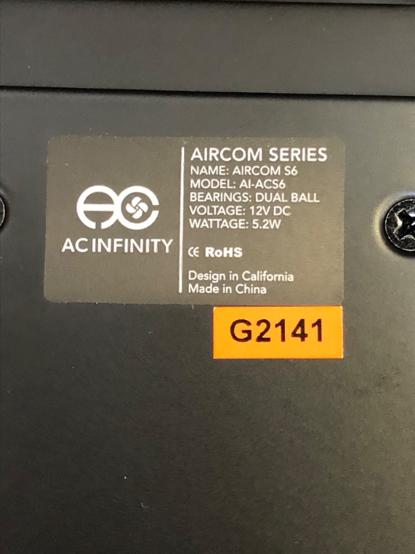 Photo 4 of AC Infinity AIRCOM S6, Quiet Cooling Blower Fan System 12" Rear-Exhaust for Receivers, Amps, DVR, AV Cabinet Components UNABLE TO TEST FOR PROPER FUNCTION 
