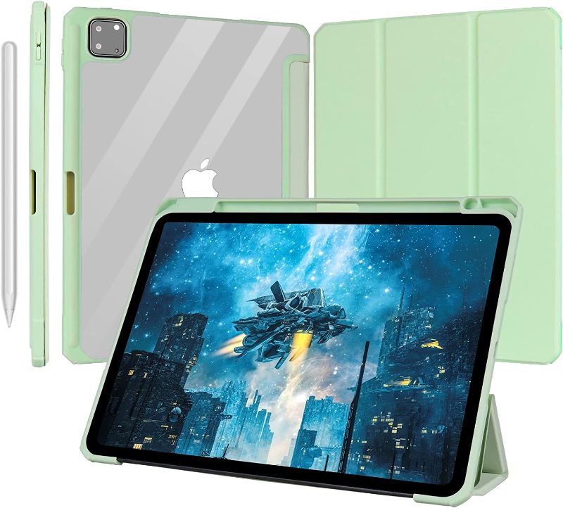 Photo 1 of  iPad Pro 11 Inch Case for iPad Tablet 3Gen 2021 2Gen 2020, Built-in 2nd Gen Apple Pencil Slot, Gapless Wireless Charging, Crystal Back Cover, Shockproof, Safety
