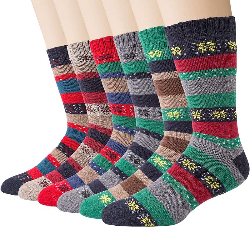 Photo 1 of 6 Pairs Mens Wool Socks Thermal Cozy Warm Winter Socks Men (ONE SIZE FITS MOST)
