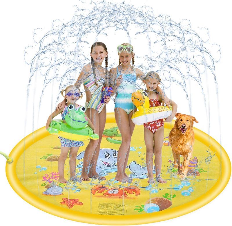 Photo 1 of 68'' Outdoor Sprinkler Mat Summer Toys for Kids and Toddlers, Outside Splash Pad Water Toys for 3 4 5 6 7 8 Year Old Boys and Girls Baby
