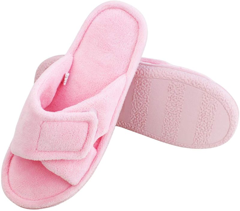 Photo 1 of Magtoe House Slippers for Women Adjustable Open Toe Slippers - Memory Foam House Indoor Microfiber Terry House Slipper size 5 - 6 