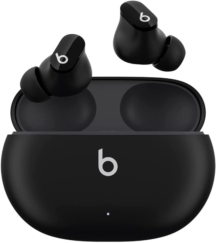 Photo 1 of Beats Studio Buds – True Wireless Noise Cancelling Earbuds – Compatible with Apple & Android, Built-in Microphone, IPX4 Rating, Sweat Resistant Earphones, Class 1 Bluetooth Headphones - Black
[dirty from usage / missing charger and ear bud replacements]
