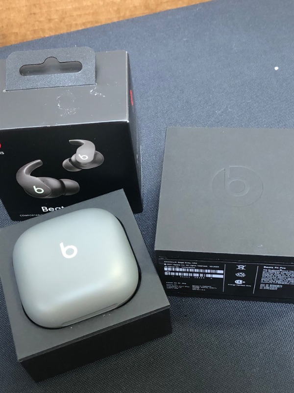 Photo 3 of Beats Fit Pro – True Wireless Noise Cancelling Earbuds – Apple H1 Headphone Chip, Compatible with Apple & Android, Class 1 Bluetooth®, Built-in Microphone, 6 Hours of Listening Time – Sage Gray [ used - like new ] 
TESTED FOR PROPER FUNCTION