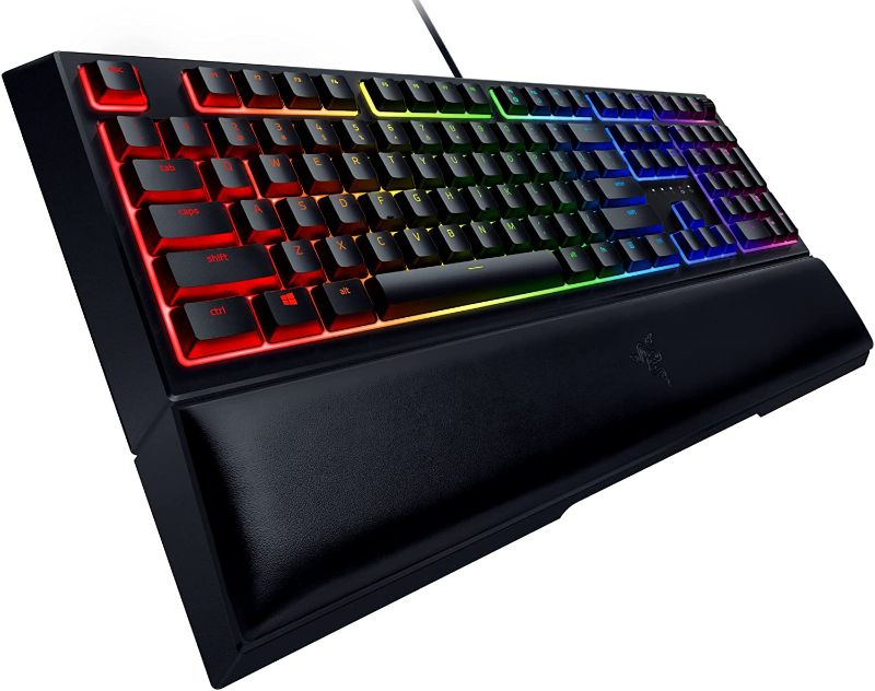 Photo 1 of Razer Ornata Gaming Keyboard: Hybrid Mechanical Key Switches - Customizable Chroma RGB Lighting - Individually Backlit Keys - Detachable Plush Wrist Rest - Programmable Macros
