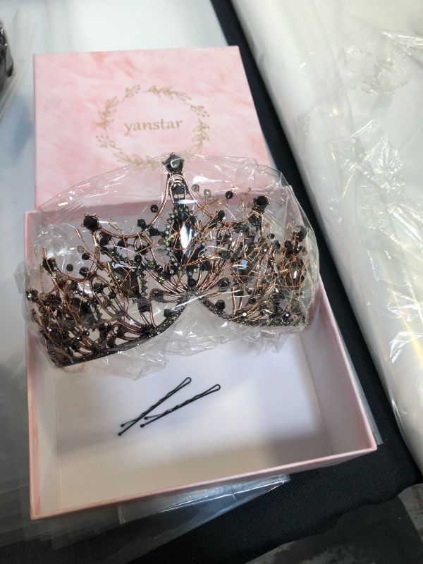 Photo 1 of Baroque Black Queen Crowns for Women, Rhinestone Wedding Crowns and Tiaras Crystal Princess Crown Tiaras for Prom Birthday Party Valentines Costume
