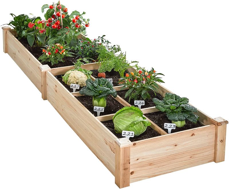 Photo 1 of AMERLIFE Raised Garden Bed 8x2 FT Wooden Planter Box Planting Raised Bed Kit Vegetable Herbs Flower for Outdoor Lawn Yard Patio
