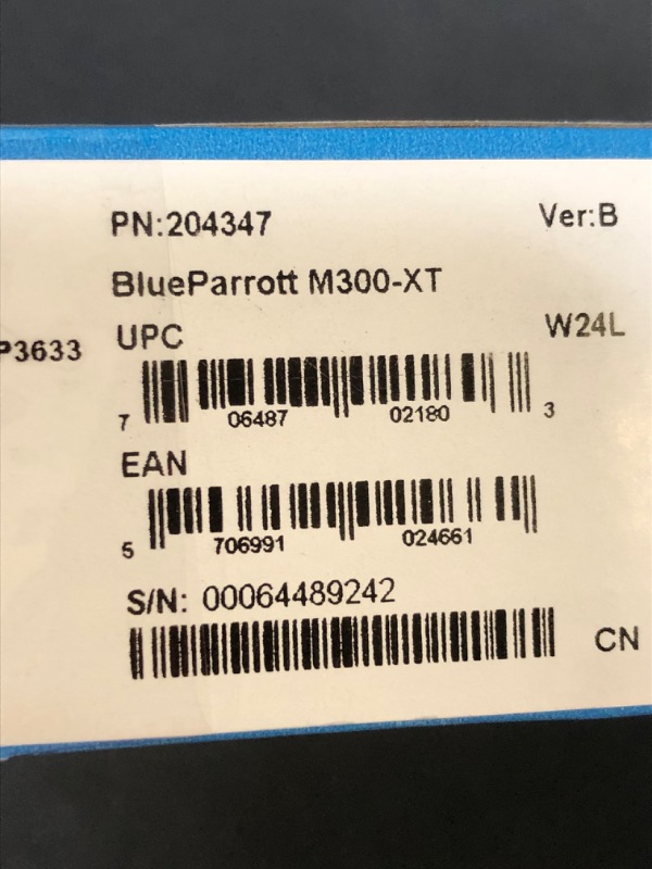 Photo 5 of BlueParrott M300-XT Noise Cancelling Hands-free Mono Bluetooth Headset for Mobile Phones with up to 14 Hours of Talk Time for On-The-Go Mobile Professionals & Drivers
UNABLE TO TEST FOR PROPER FUNCTION 