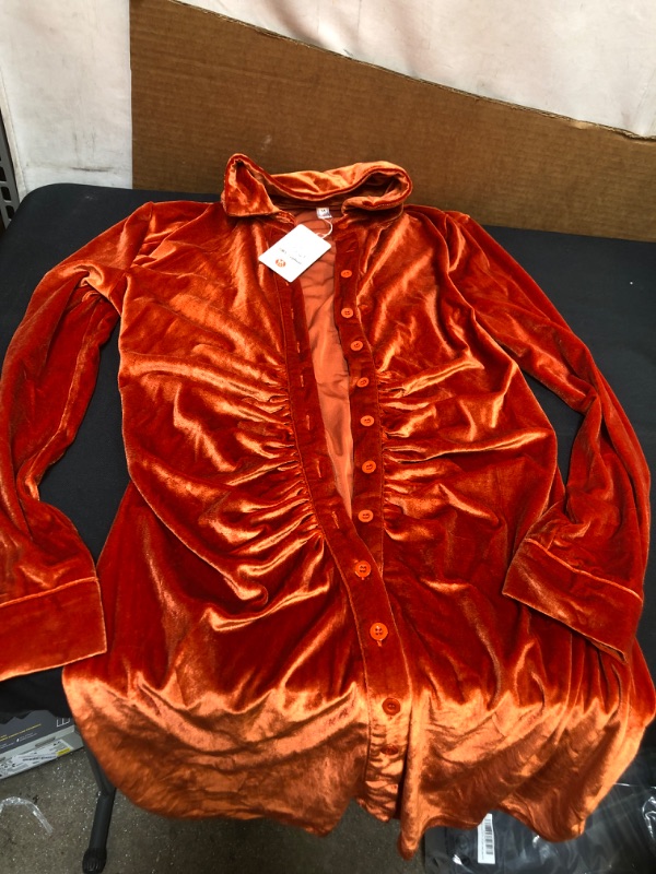 Photo 1 of WEOMENS ORANGE BUTTON UP DRESS SIZE MEDIUM 