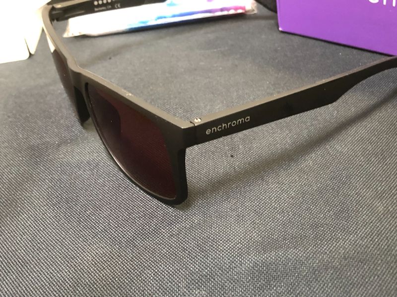 Photo 3 of EnChroma Color Blind Glasses - Tilden - Cx3 Sun and Cx3 Sun SP Outdoor for Deutan and Protan Color Blindness MINOR DIRTY NEEDS TO BE WIPED DOWN 
