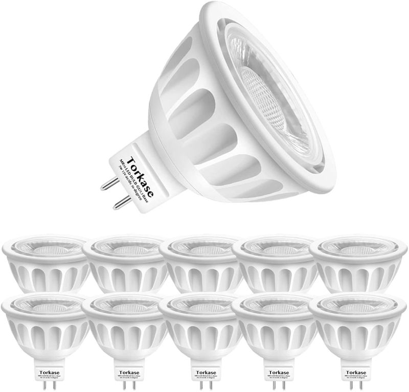 Photo 1 of 10 Pack MR16 LED Bulbs, 5W 12V, GU5.3 Bi-Pin Base, 36 Degree Spot Light, 50-Watt Equivalent, 450-Lumen, Non-Dimmable, 2700K Warm White Landscape Track Lighting by Torkase