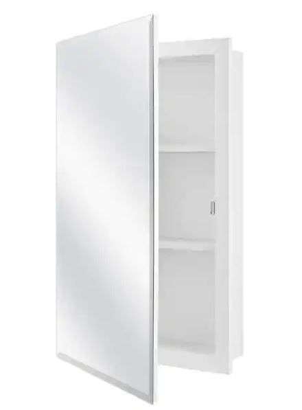 Photo 1 of 16 in. W X 20 in. H X 4 in. D Recessed Frameless Mirrored Medicine Cabinet in Mirroed Glass
