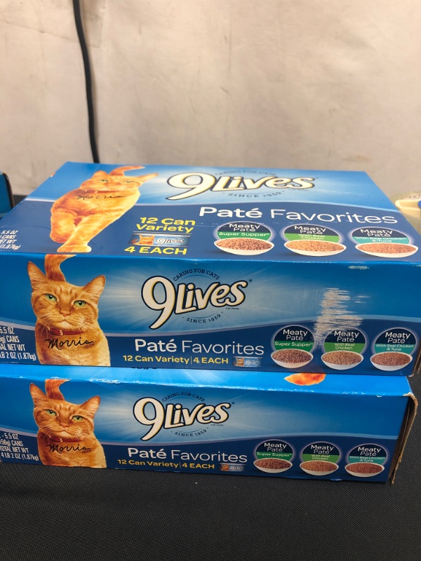 Photo 2 of 9 Lives Pate Favorites Variety Pack Canned Cat Food, Pack Of 12 Cans, 5.5 Ounce  (Total of 2 cases = 24 cans)
Best by June 2023
