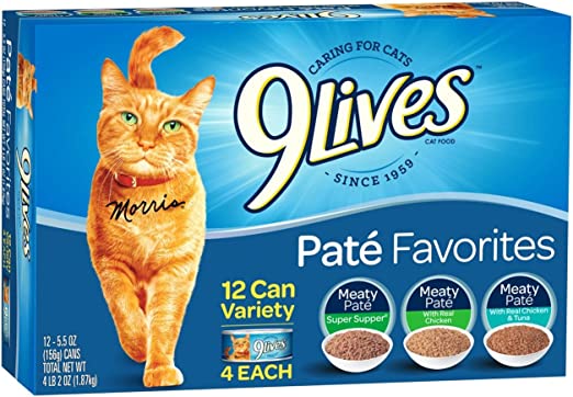 Photo 1 of 9 Lives Pate Favorites Variety Pack Canned Cat Food, Pack Of 12 Cans, 5.5 Ounce  (Total of 2 cases = 24 cans)
Best by June 2023