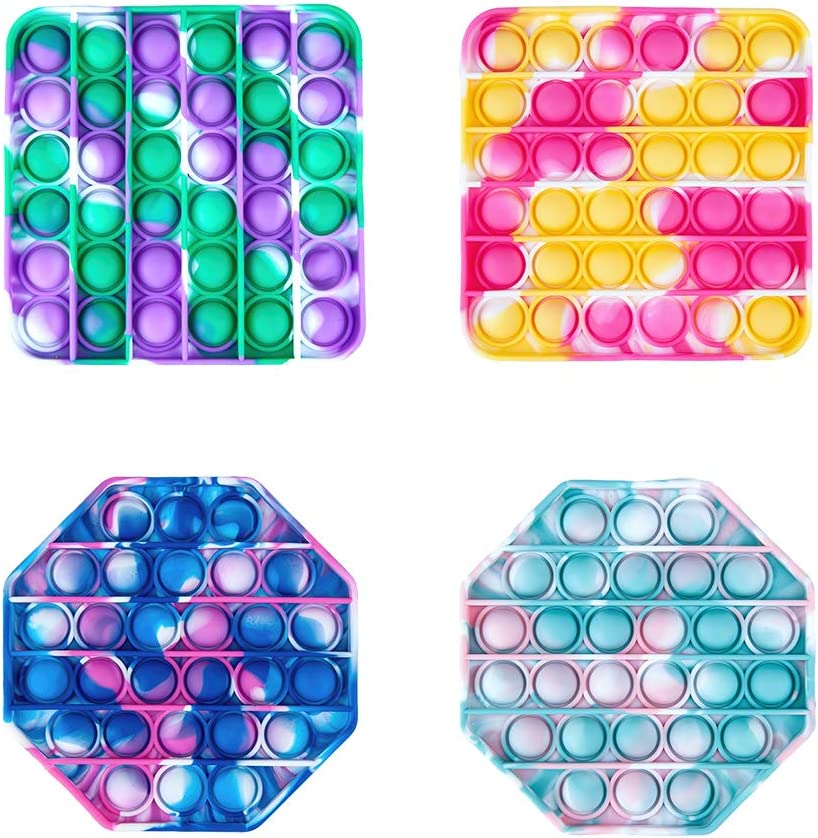 Photo 1 of Pop Push Bubble Fidget Toys Sets, Mix Match Camouflage Silicone Sensory Squeeze Autism Special Stress Reliever Toy Set B, for Home Office Pop Its Fidget Toy 4 Packs (Square, Octagon)