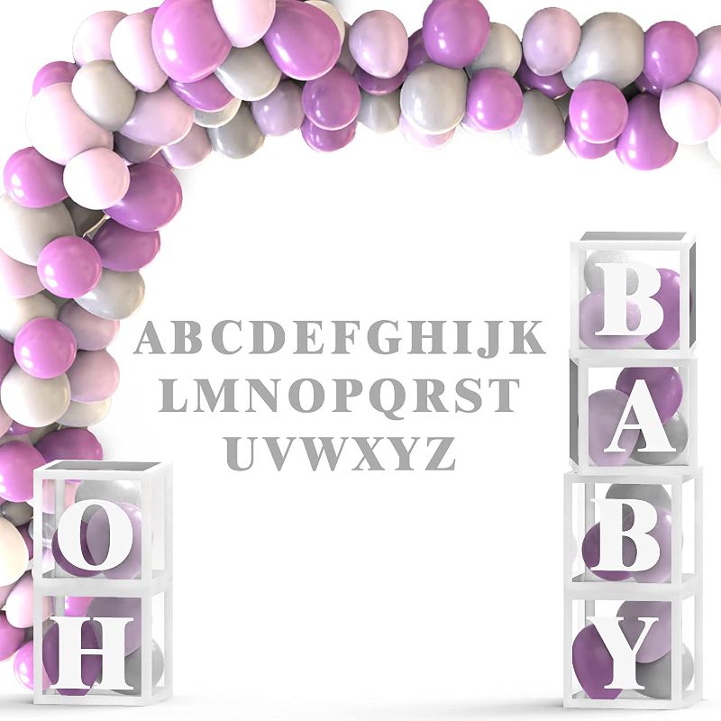 Photo 1 of 130 Pcs Purple Lavender Bridal Shower, First Birthday Decorations with 30 Stick-On Alphabet Letters and Balloon Garland Arch Kit - Baby Boxes with Letters for Baby Shower Decorations for Girl, Boy
